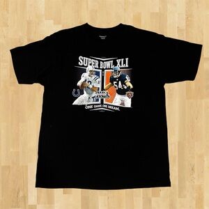 Reebok Large Super Bowl XLI Indianapolis Colts Bears T Shirt Black Mens NFL